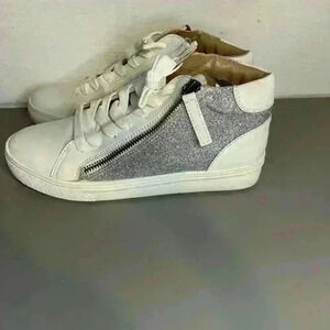 Aqua College Women"s Size 7.5 Guliette White Silver Leather Hi-Top Sneaker